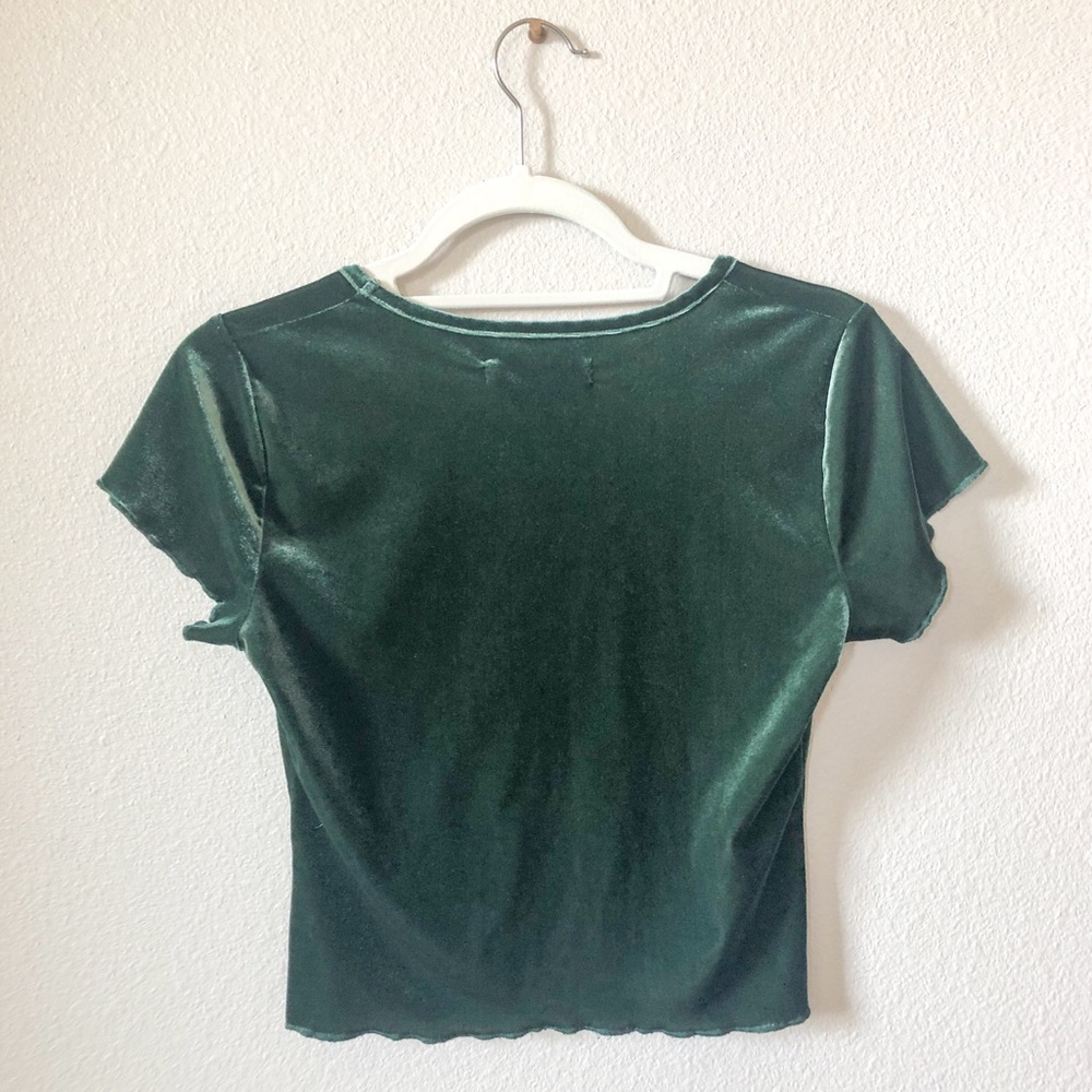 Green Velvet Crop Top - Picture 2 of 4